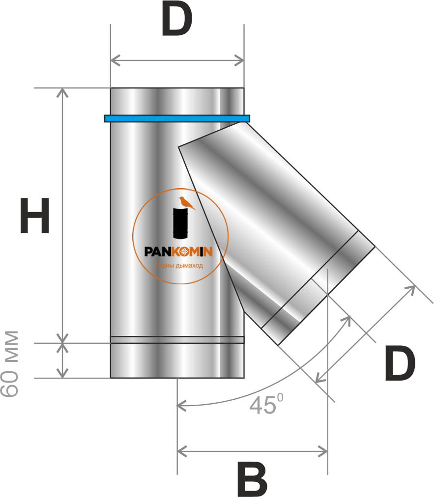 TR45 Тройник 45 град. - ПАНКОМИН